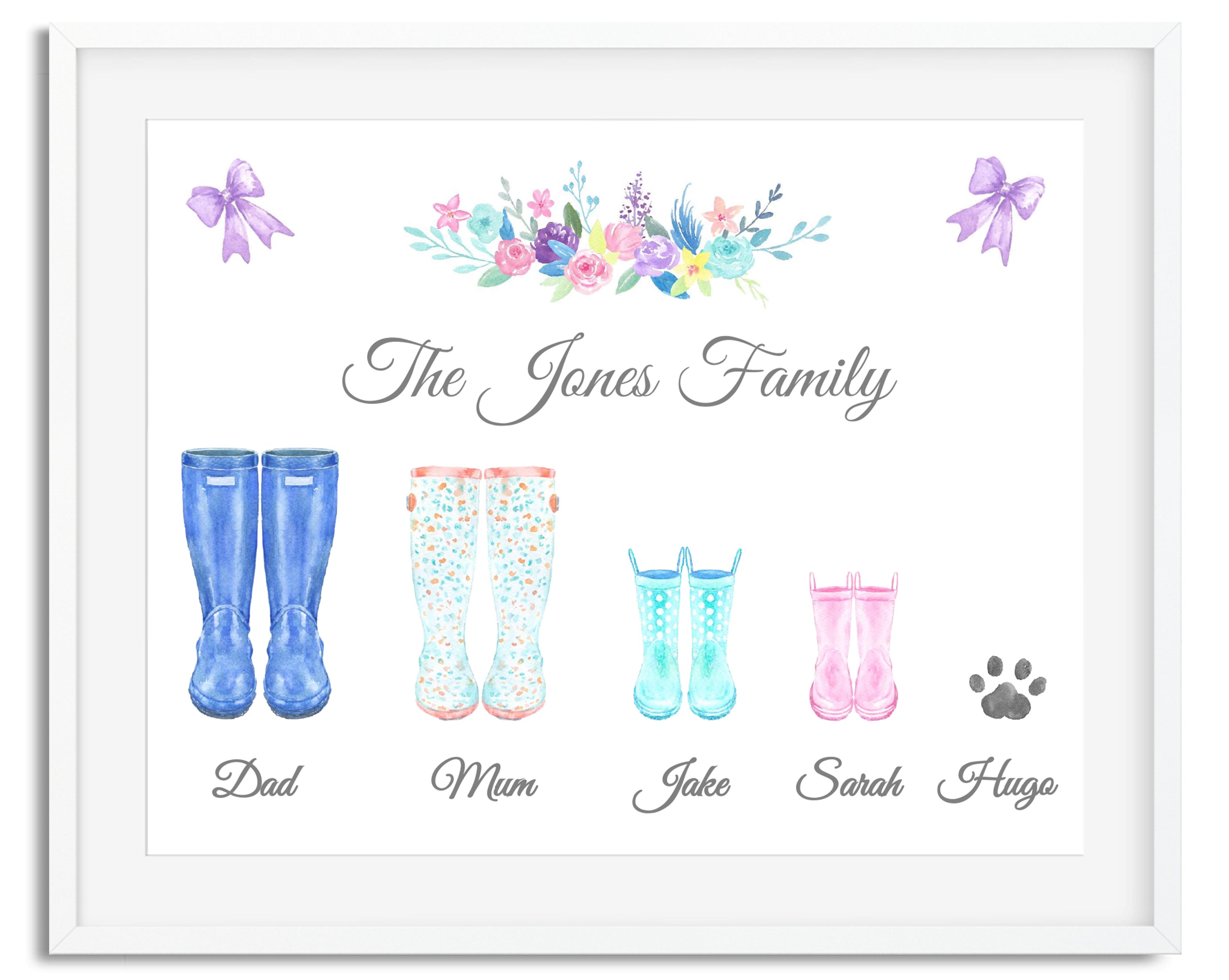 Download Wellington Boots Family Watercolour Print Design 1 Butterfly Designs