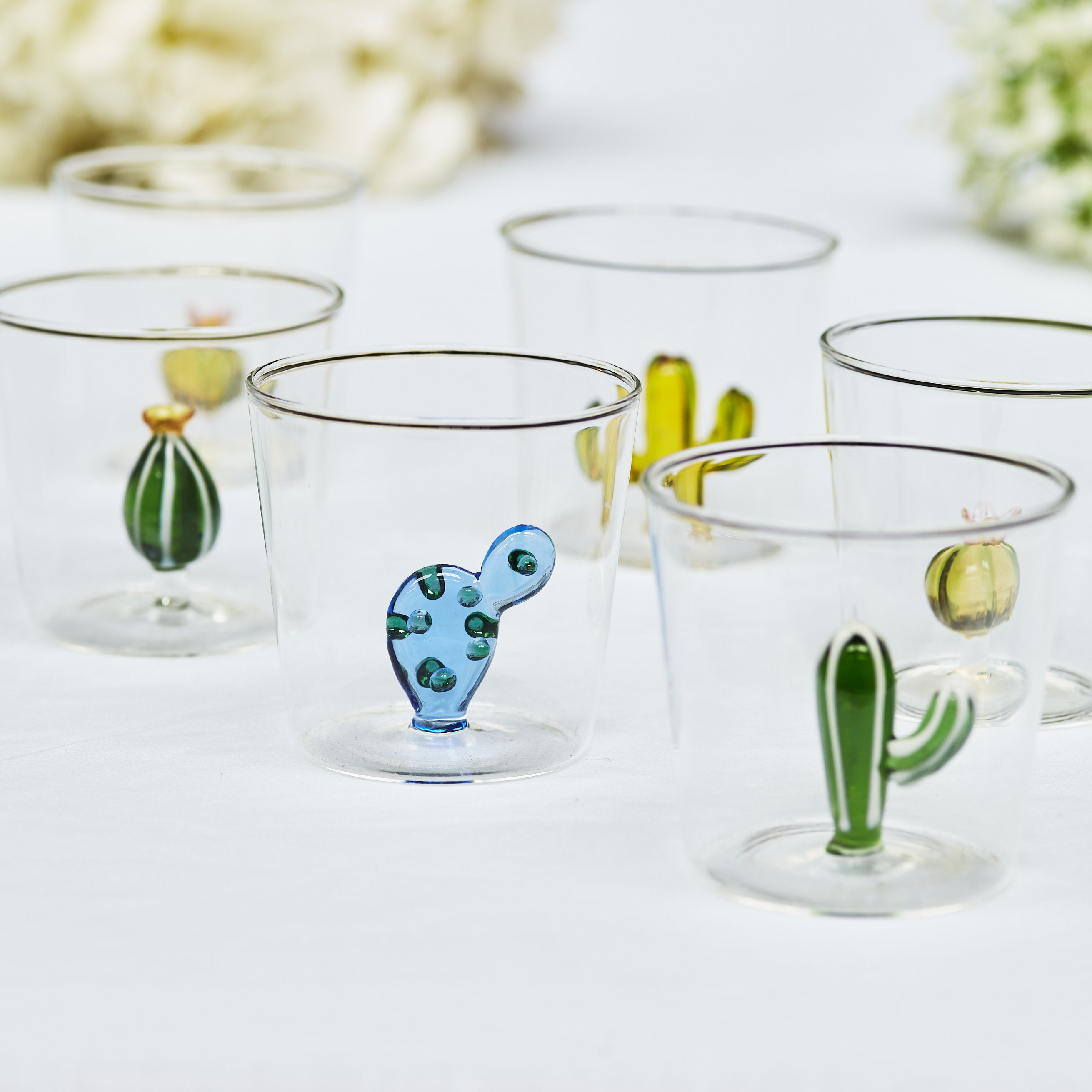 Cactus Set of Four Glass Cups