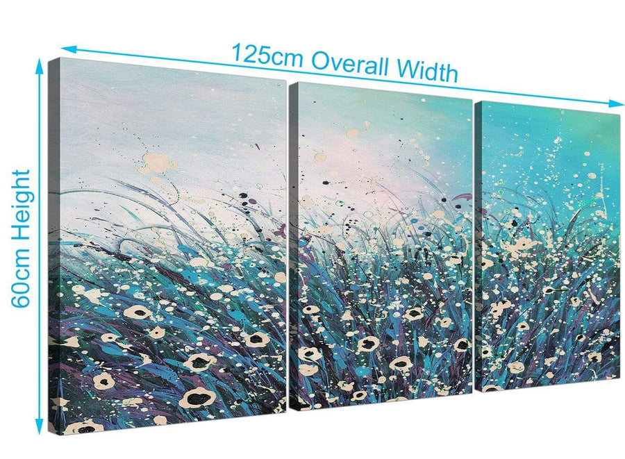 Teal Coloured Flowers Abstract Modern Floral Canvas – Wallfillers.co.uk