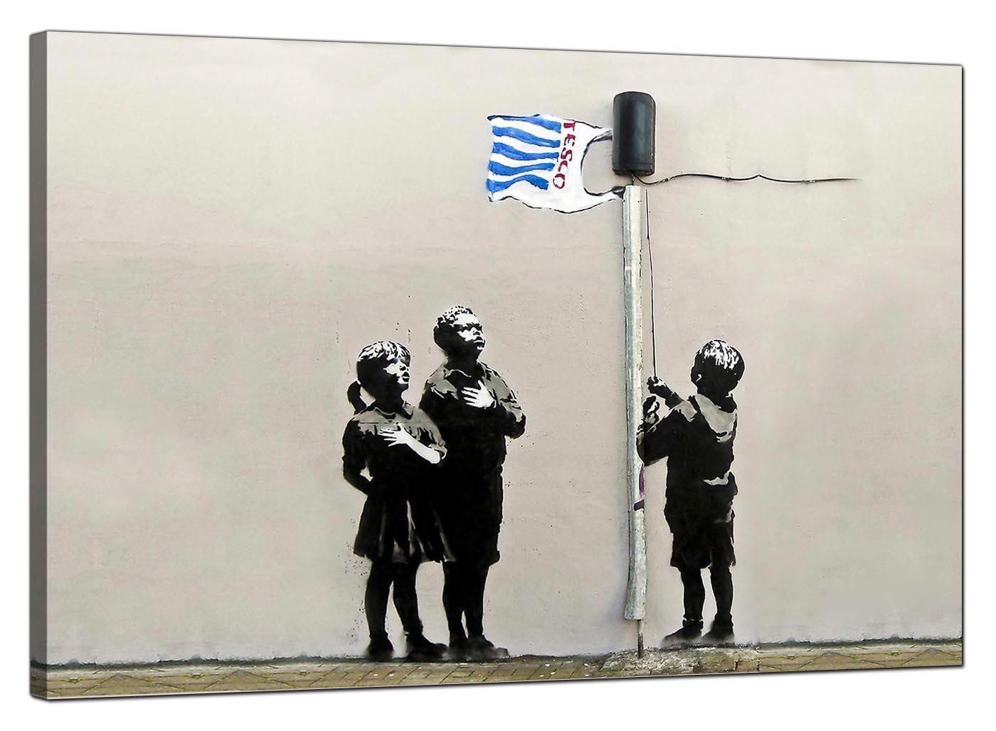 Banksy Tesco Generation - Very Little Helps Canvas Art – wallfillers.co.uk