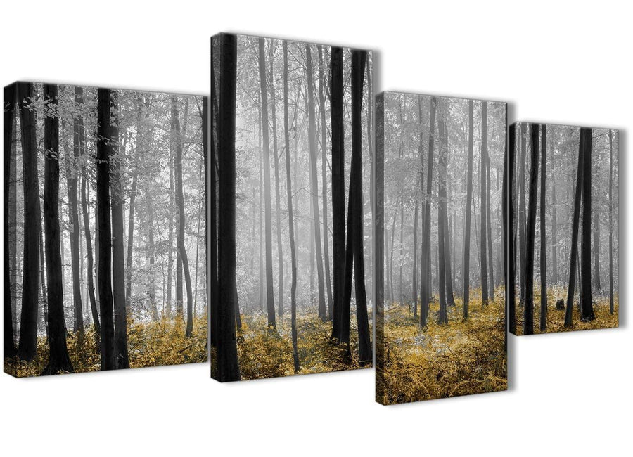 Yellow and Grey Forest Woodland Trees Canvas Wall Art – wallfillers.co.uk