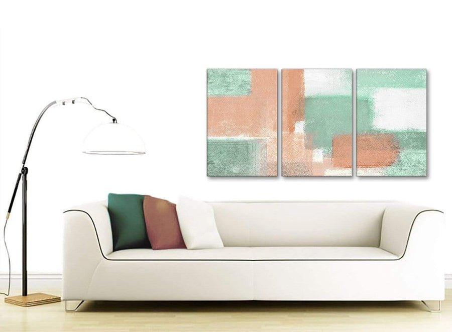 Peach Mint Green Abstract Canvas Pictures Wallfillers Co Uk