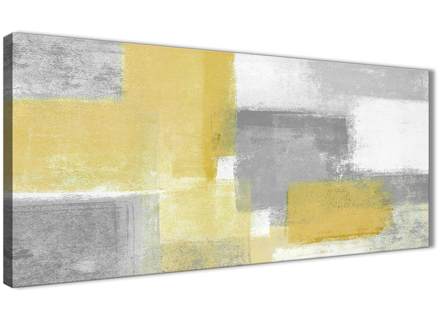 Mustard Yellow Grey Abstract Canvas Print Wallfillers Co Uk