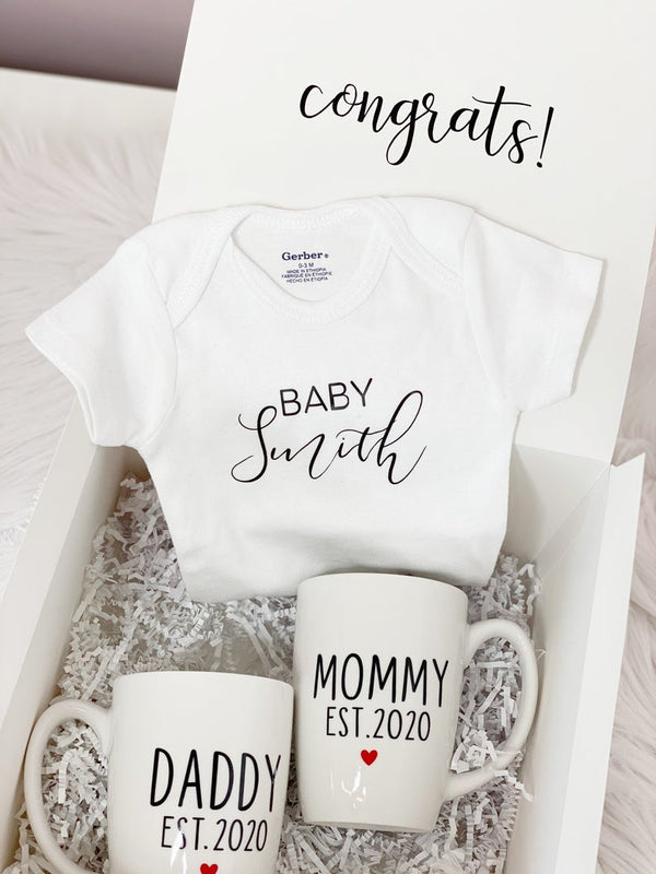 New Parents Wine Tumbler Set Mom Dad Est 2021 Tumbler Set. Baby