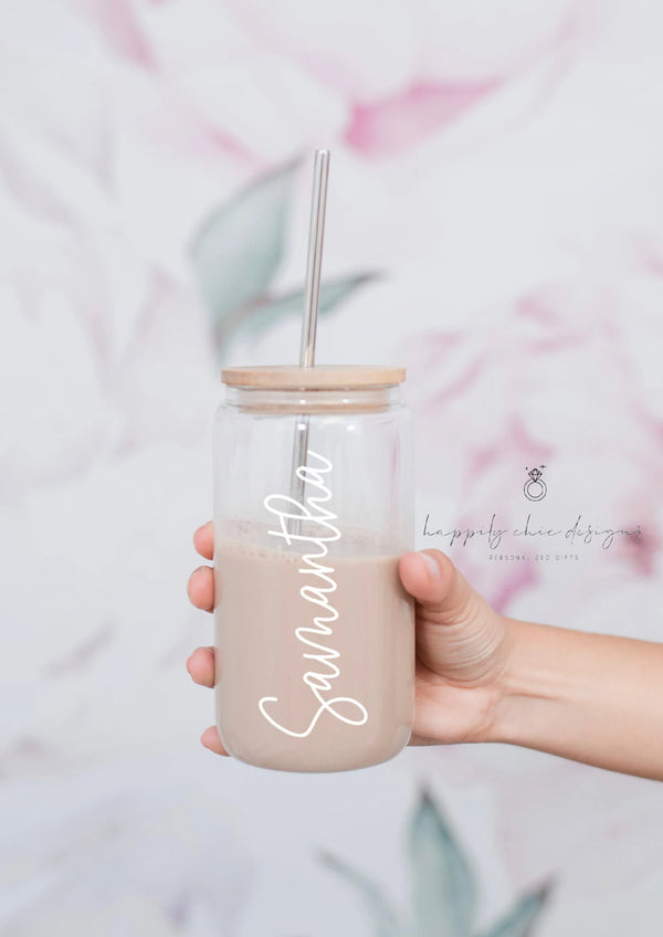 Personalized Glass Iced Coffee Cup Beer Can Glass Trendy Can