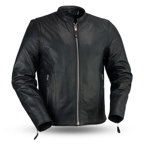 Ace - Men's Motorcycle Clean Café Style Leather Jack