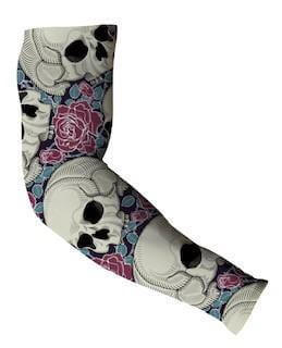 White/Rose Skull Sleeve for Bikers