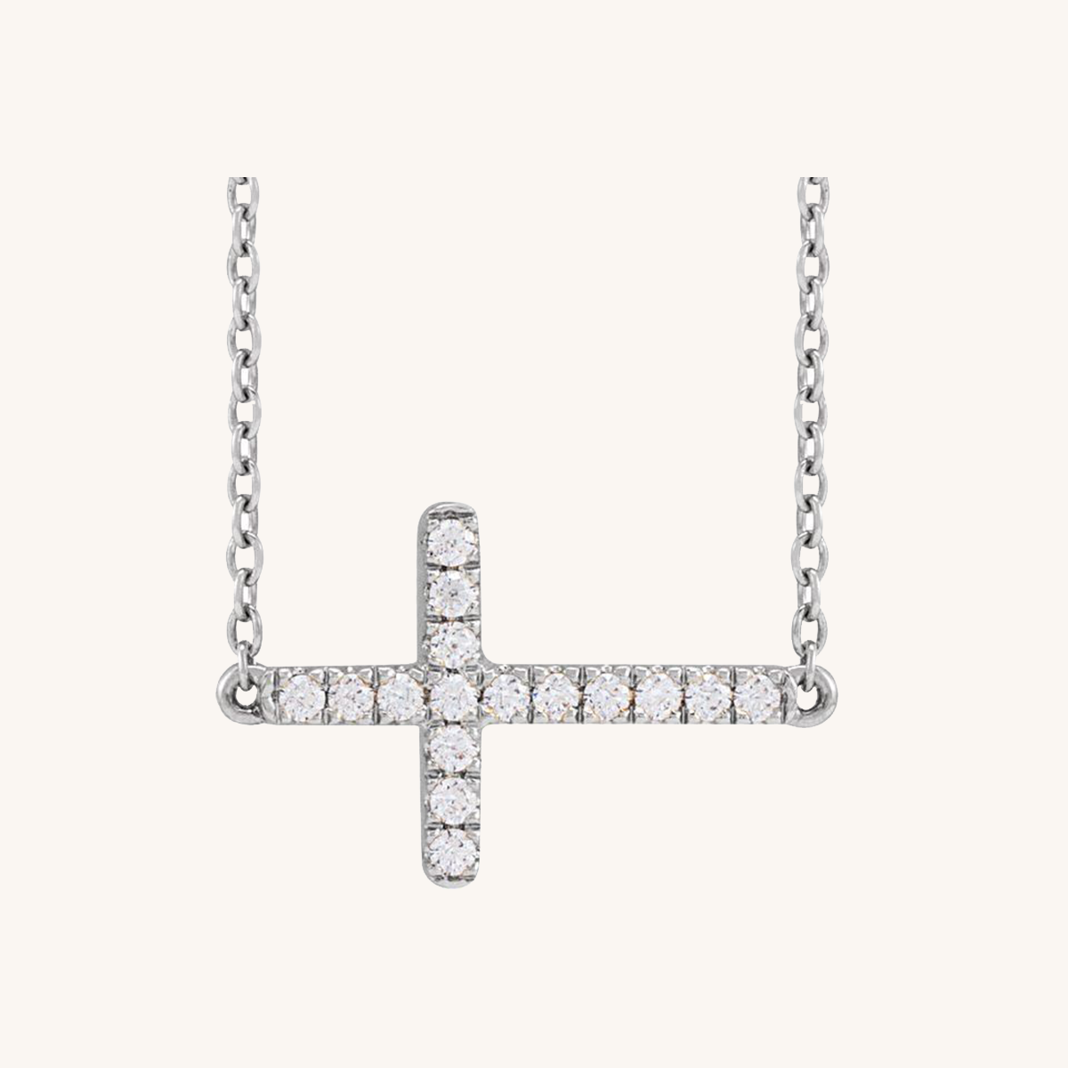 diamond sideways cross necklace