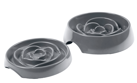 Grey interactive slow feeder bowl for dog