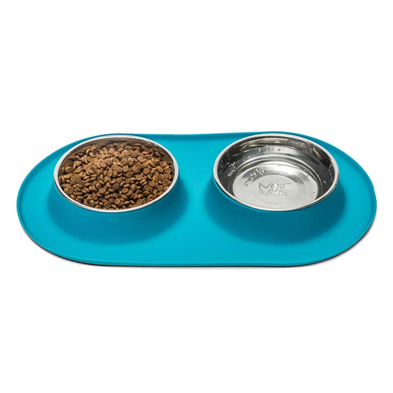 Double Silicone Dog Feeder with Stainless Bowls, Large, 3 Cups Per Bowl-image-3