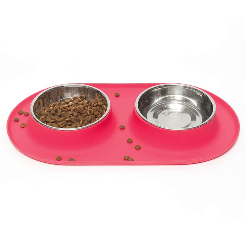 Double Silicone Dog Feeder with Stainless Bowls, Large, 3 Cups Per Bowl-image-9