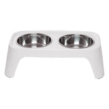 Double raise dog feeder.  Two removable stainless steel  bowls. 