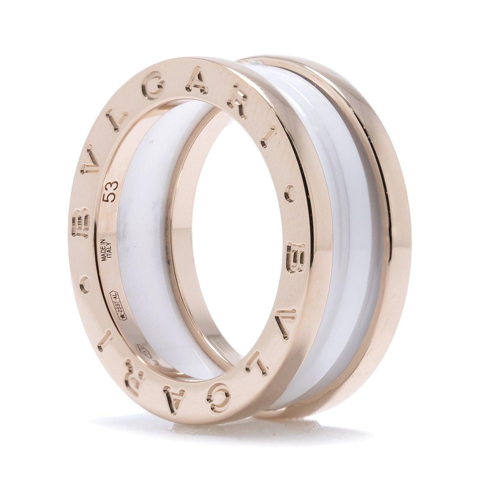 Bulgari  Two-Band Ring with Rose Gold and White Ceramic — Oliver  Jewellery