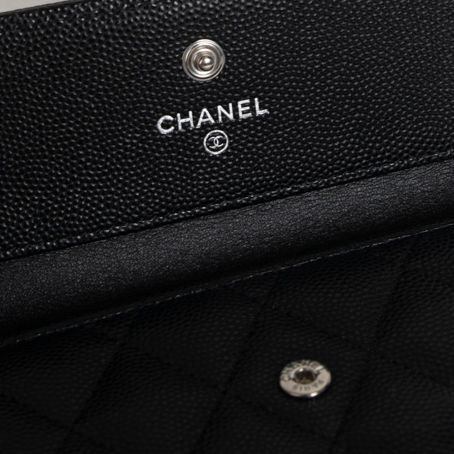 Chanel cavier leather black compact Wallet 