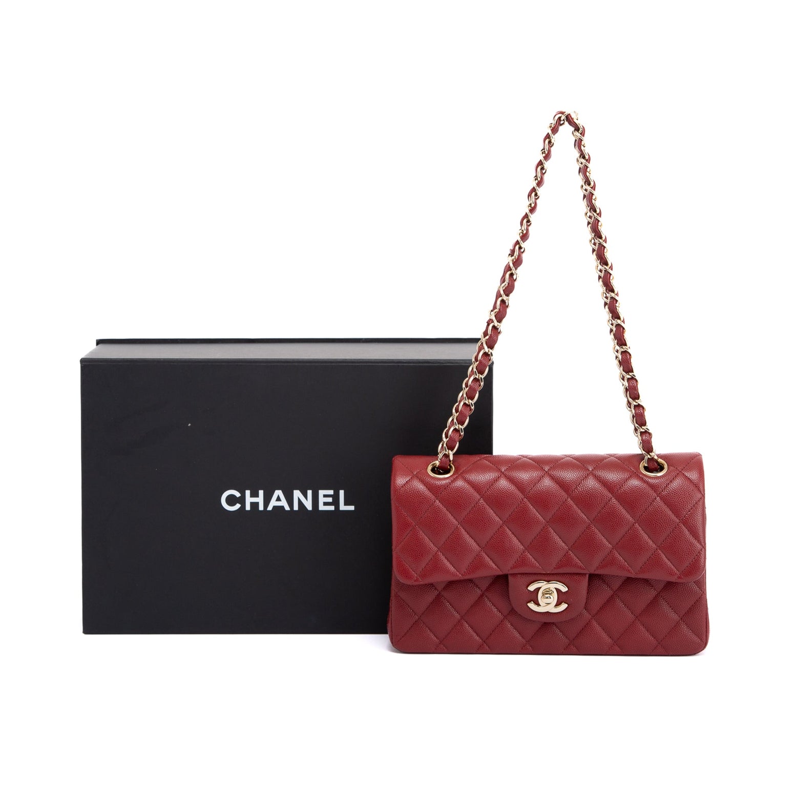 Chanel Dark Red Quilted Caviar Leather Classic Double Flap Bag Medium  Silver Hardware Available For Immediate Sale At Sothebys