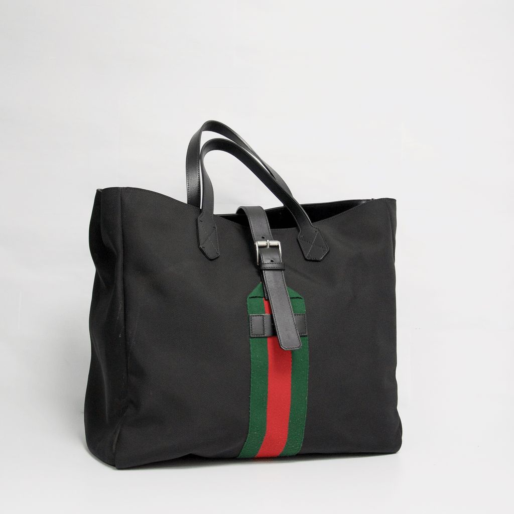 gucci canvas tote black