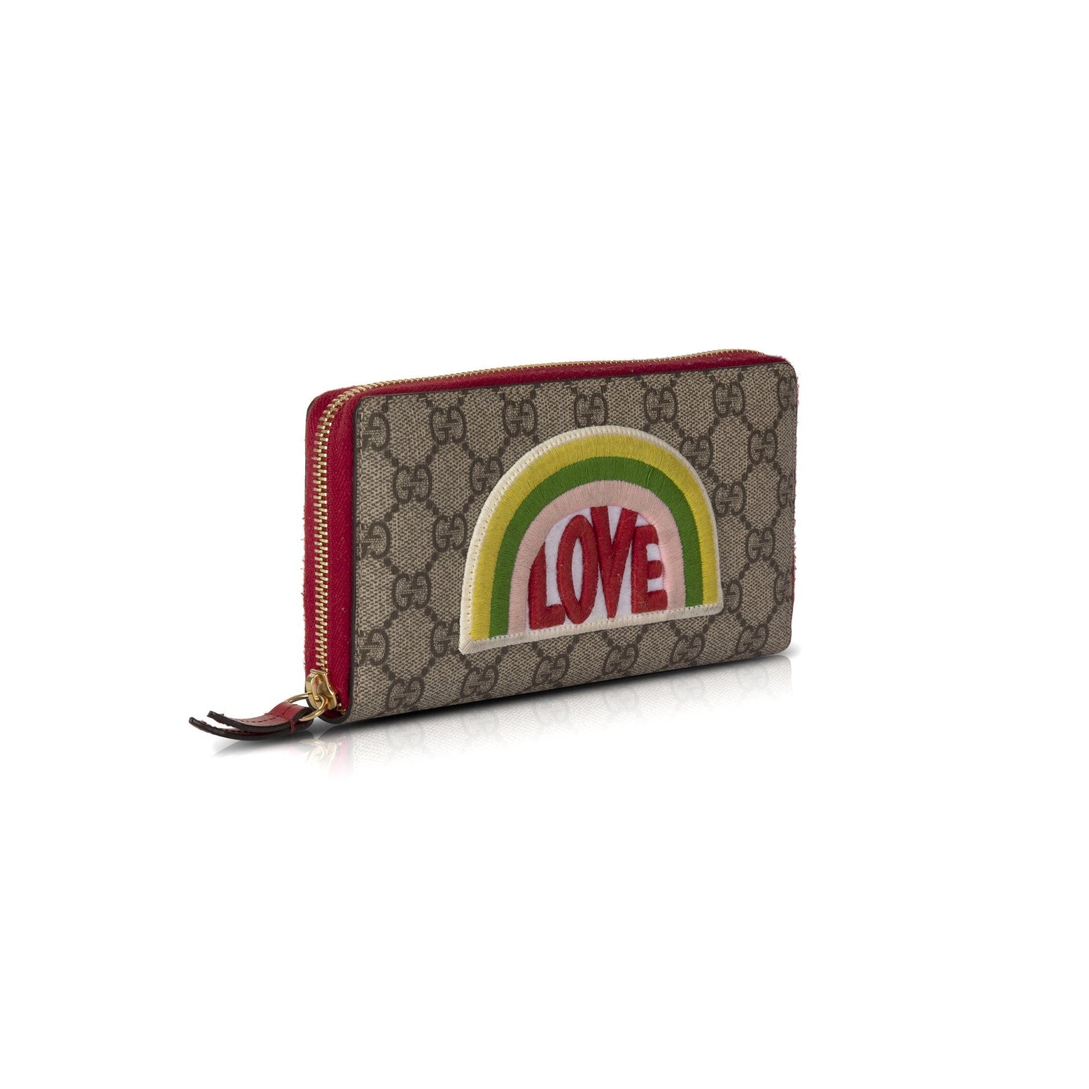 Gucci Rainbow Love GG Supreme Zip Around Wallet