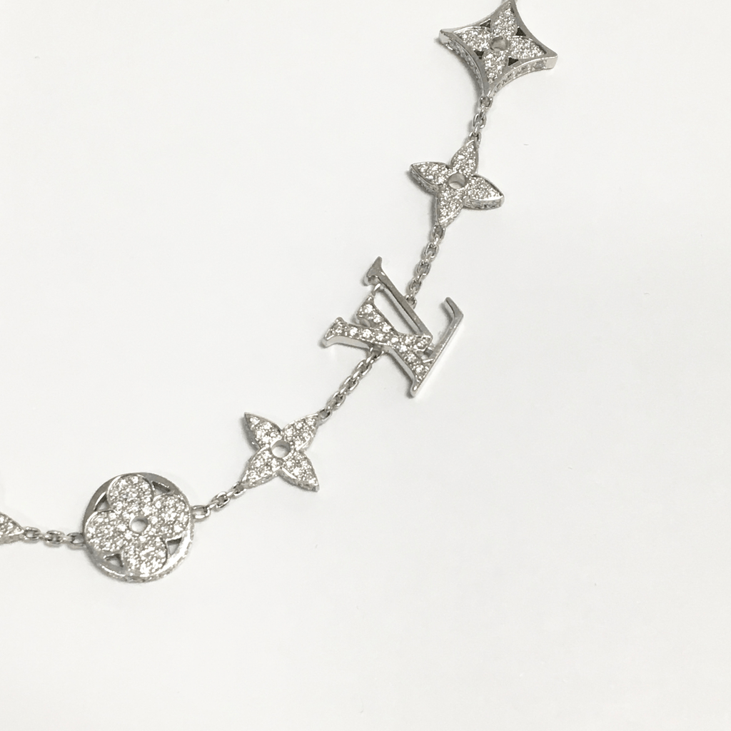 Louis Vuitton 18K White Gold & Diamond Monogram Bracelet., Lot #58231