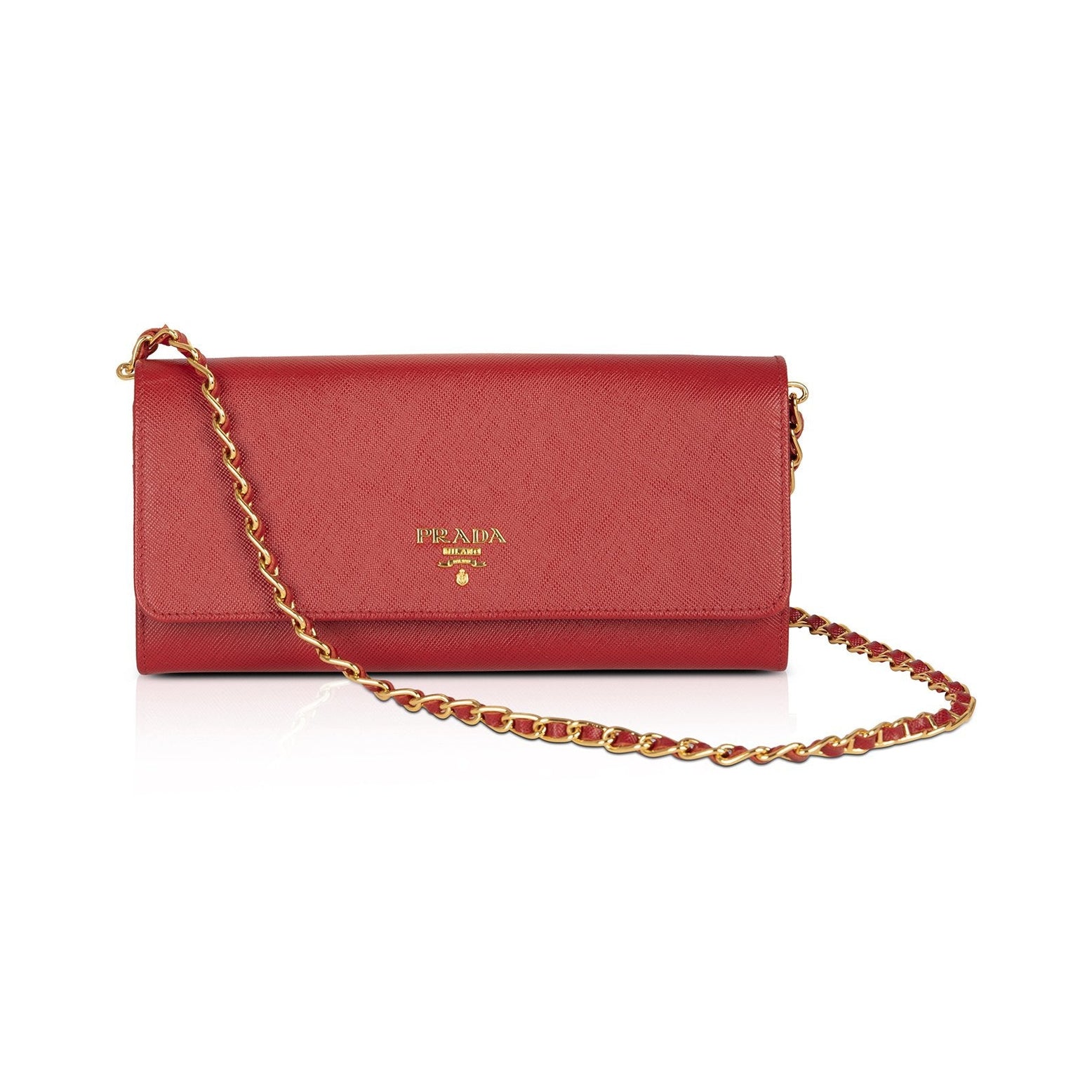 Prada Red Saffiano Wallet on Chain w/ Box — Oliver Jewellery