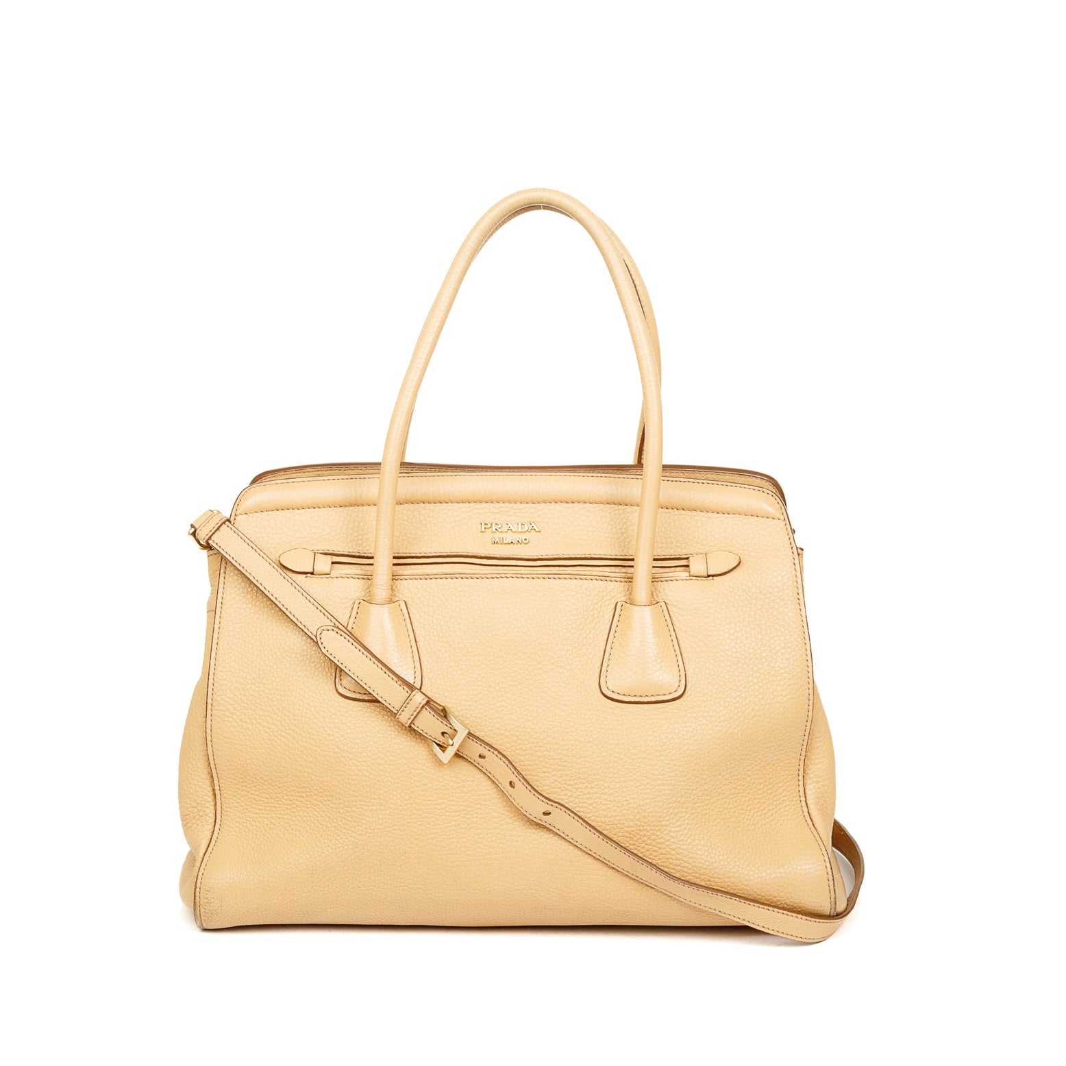 Prada Vitello Daino Cuir Frame Convertible Tote w/ Strap — Oliver Jewellery