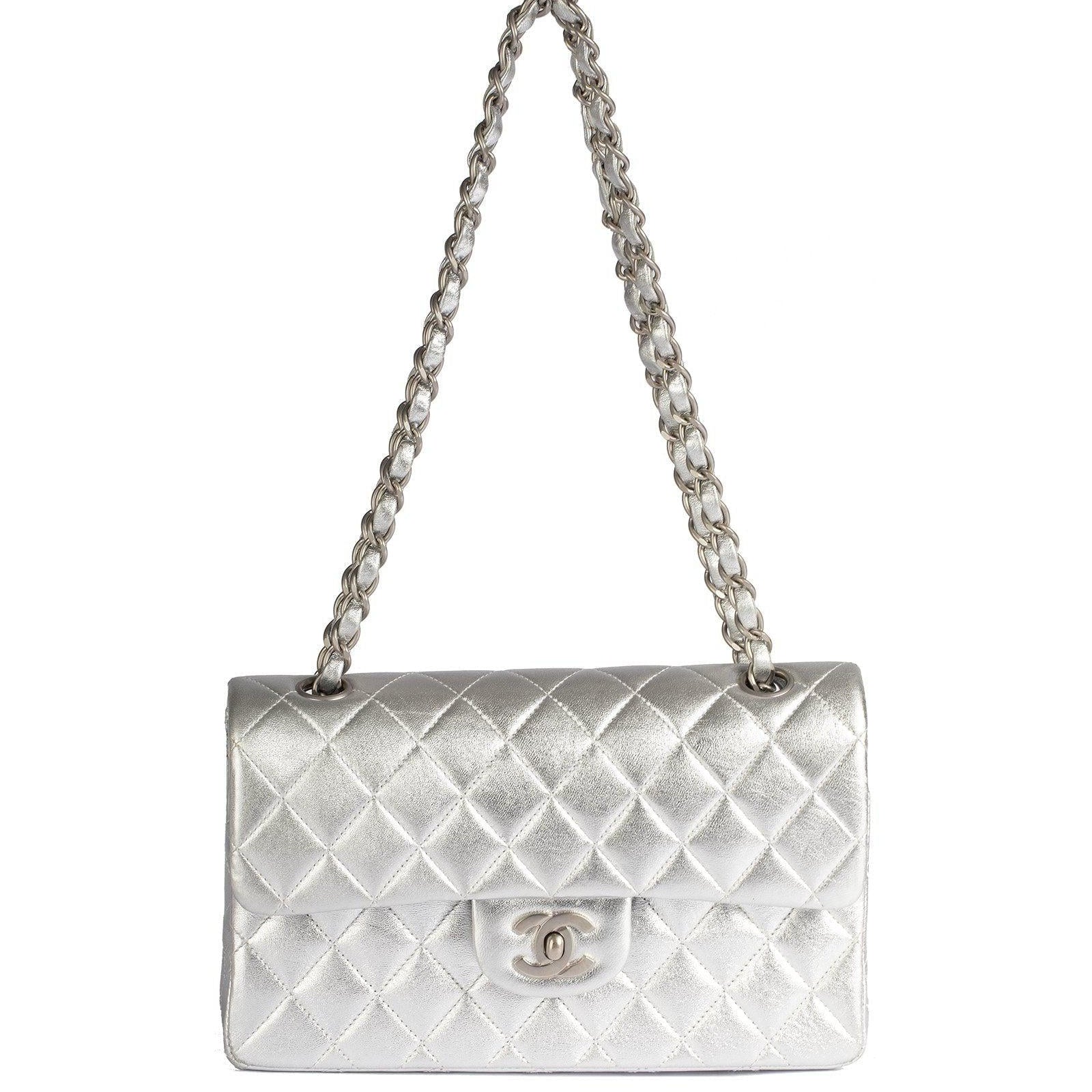 Chanel Metallic Silver Classic Double Flap Bag — Oliver Jewellery