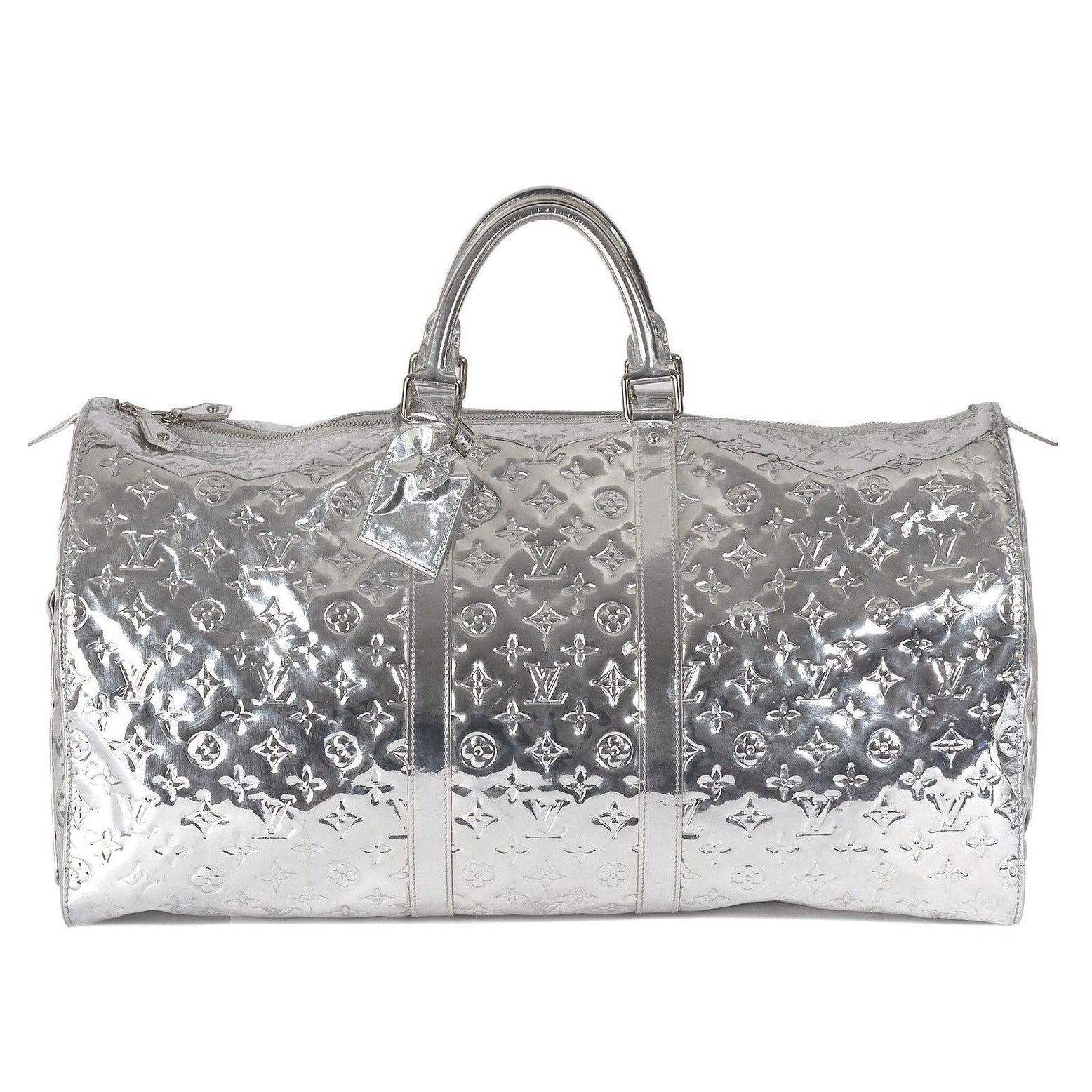 Louis Vuitton Keepall 55 Monogram Miroir Silver Mirror Weekend Travel  Duffle Bag