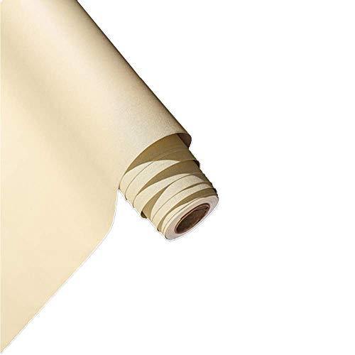 MULLSAN Self-Adhesive Solid Color Matte Textured Vinyl Peel and Stick Wallpaper Paper Wallpaper Shelf Liner Home Decorative Paper,24inch by 118inch (Cream Color) - Wood Insider