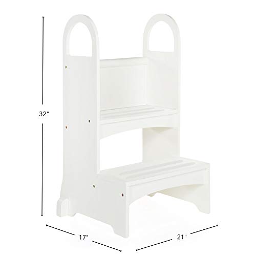 Guidecraft Kitchen Helper High-Rise Step-Up - White: Kids Step Stool w ...