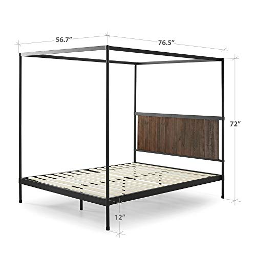 ZINUS Wesley Metal and Wood Canopy Platform Bed Frame / Mattress Found ...