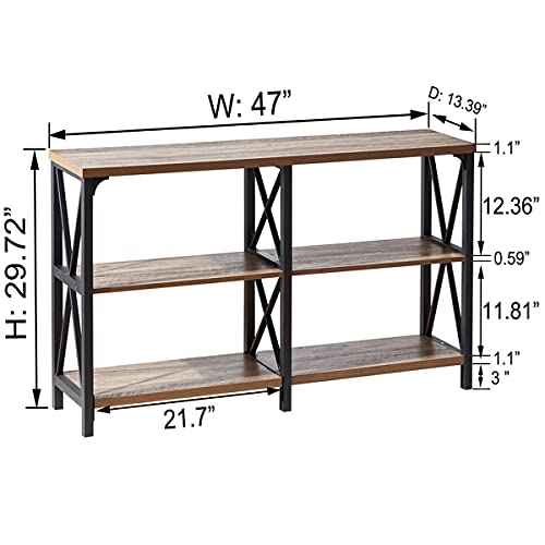 IBF Rustic Console Table, Industrial Wood and Metal Sofa Table, Hallwa ...