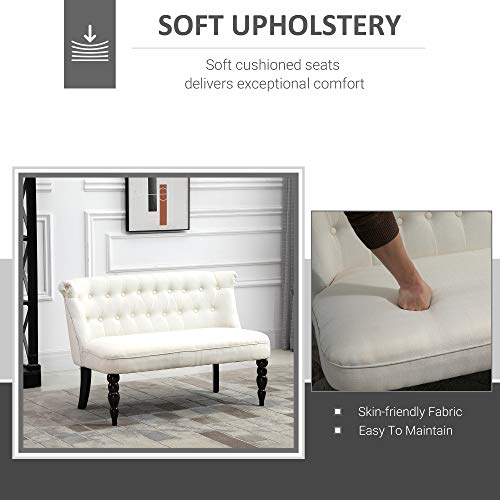 HOMCOM Upholstered Armless Fabric Loveseat with Button Tufted Design f ...