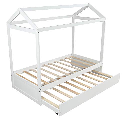 LZ LEISURE ZONE Twin Daybed with Trundle, Twin Daybed Frame Wood House ...