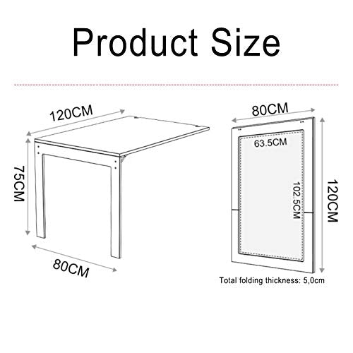 XSDAA Foldable Table Wall-Mounted Desk Multifunction Solid Wood Wall Mounted Fold Down Table Invisible Photo Frame for Single Room, Kitchen, Laundry, Bedroom (Size : 120X80X75CM)