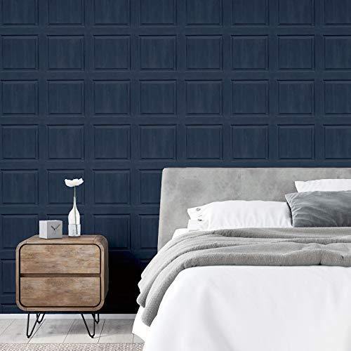 Arthouse Navy Blue Washed Panel Wallpaper - Faux Paneling Effect - Visible Wood Grain Effect - Easy to Install - Paste The Paper - Feature Wall or Full Room Very On-Trend - 909601 - Wood Insider