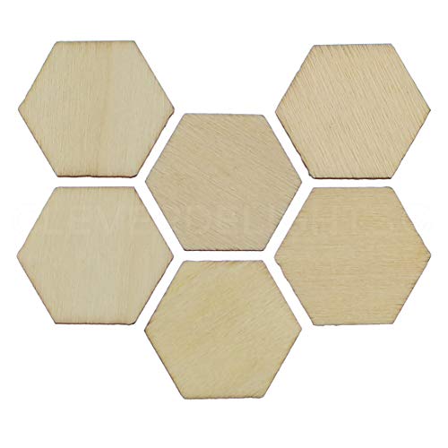 CleverDelights 1 Inch Wood Hexagons - 100 Pack - 1/16