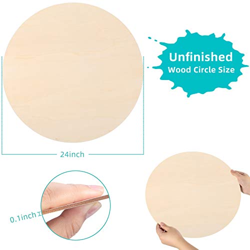 24 Inch Round Wood Circles Unfinished Round Wood Cutouts for Crafts, D ...