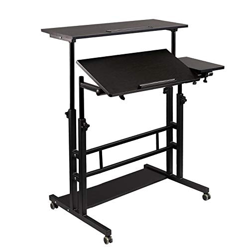 Hadulcet Mobile Standing Desk, Rolling Table Adjustable Computer Desk ...