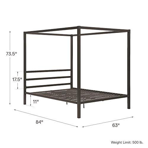 DHP 5584296 Modern Canopy Bed with Built-in Headboard - Queen Size (Gr ...