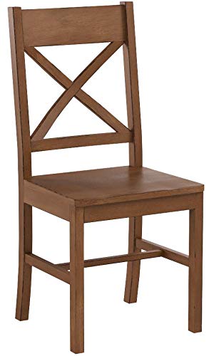 Walker Edison Solid Wood Farmhouse Dining Chairs X-Back Armless Kitchen Chairs, Set of 2 -Brown (CHW2AB)