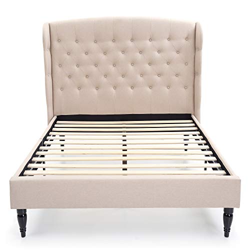 Classic Brands Brighton Upholstered Platform Bed | Headboard and Metal ...