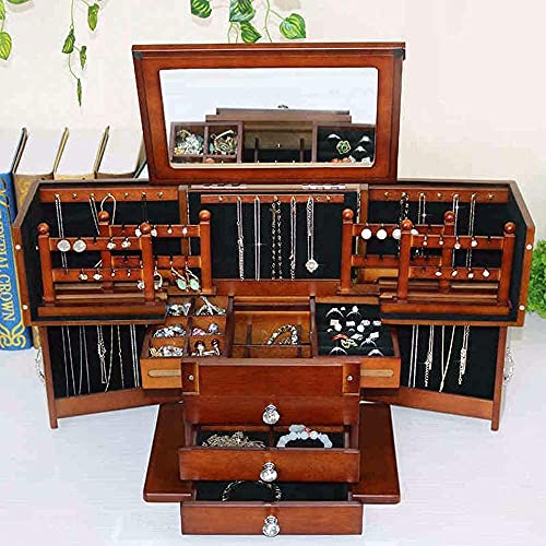 erddcbb Large Capacity Solid Wood Jewelry Box Multi-Layer Jewellery Bo ...