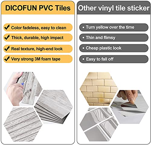 DICOFUN White/Brown Wood Peel and Stick Backsplash Subway Tile for Kit ...