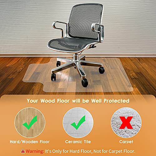 Office Chair Mat for Hard Wood Floors - 36"x47" Heavy Duty Desk Chair Mat Floor Protector for Rolling Chairs- Transparent - Wood Insider
