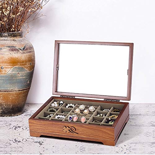 Jewelry Chest Boxes Jewellery Box Wooden Necklace Ring Earrings Storage Box Openwork Carving Jewellery Display Storage Case Jewelry Display Boxes for Girl Women (Color : A) - Wood Insider