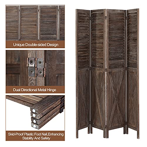 Wnutrees 4 Panel Rustic Wood Room Divider 58 Ft Tall Farmhouse Foldi — Wood Insider