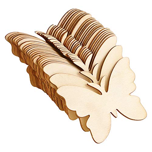 Newbested 48 Pack Unfinished Wood Butterfly,natural Blank Wood Butterf 