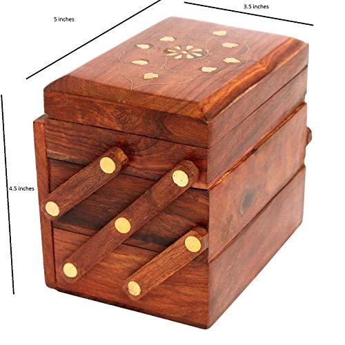 Craftatoz Handmade Rosewood Jewellery Box for Women (5x3.5x5 inches, Brown) - Wood Insider
