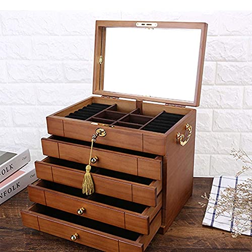 erddcbb Jewelry Box Solid Wood with Lock Jewellery Box Storage Princes ...