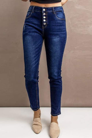 Dark Blue Wash Skinny Jeans for women