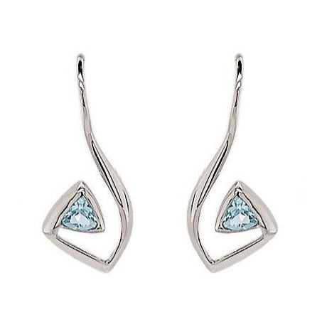 Silver Trillion Blue Topaz Abstract Earrings